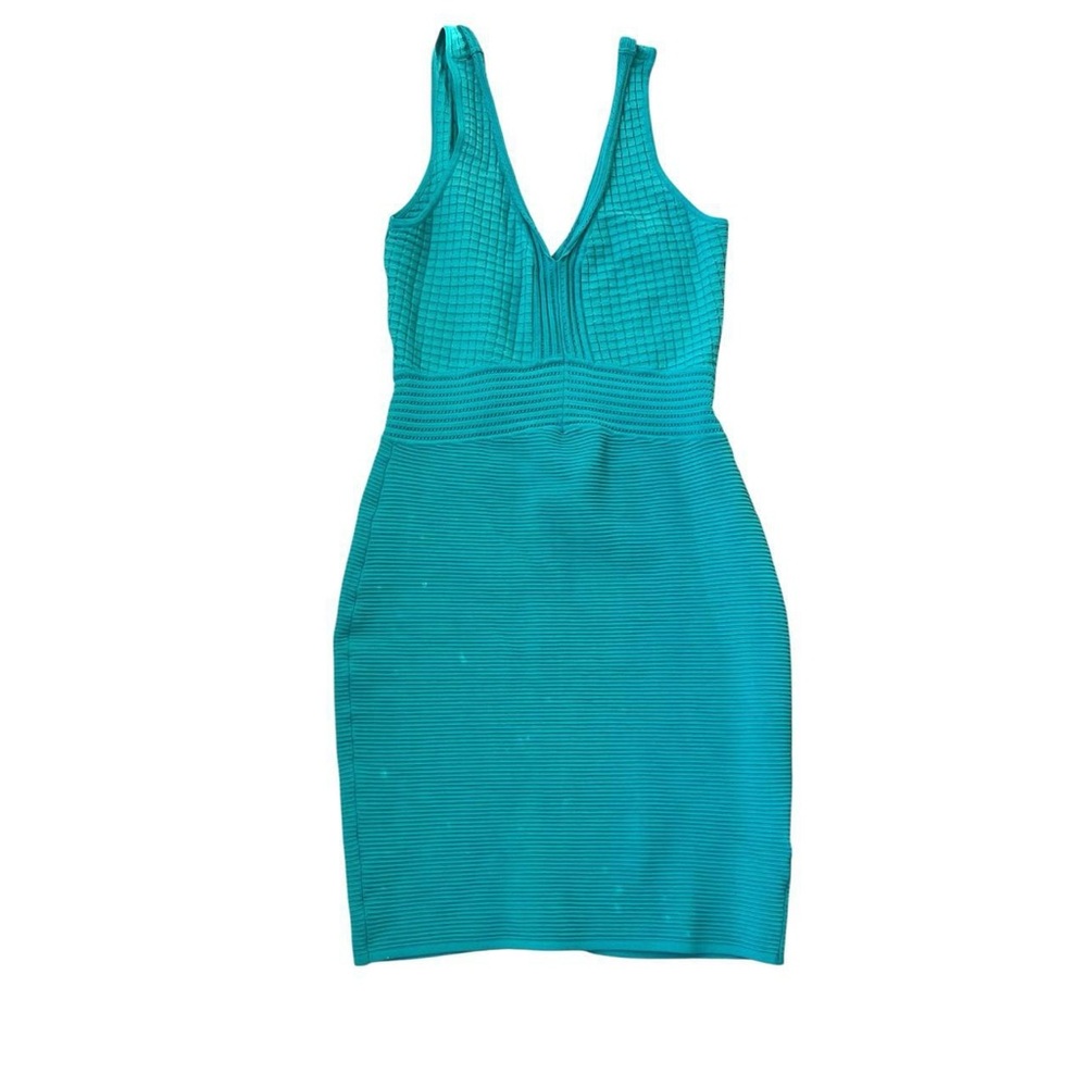 VENUS Teal Ribbed Mini Dress